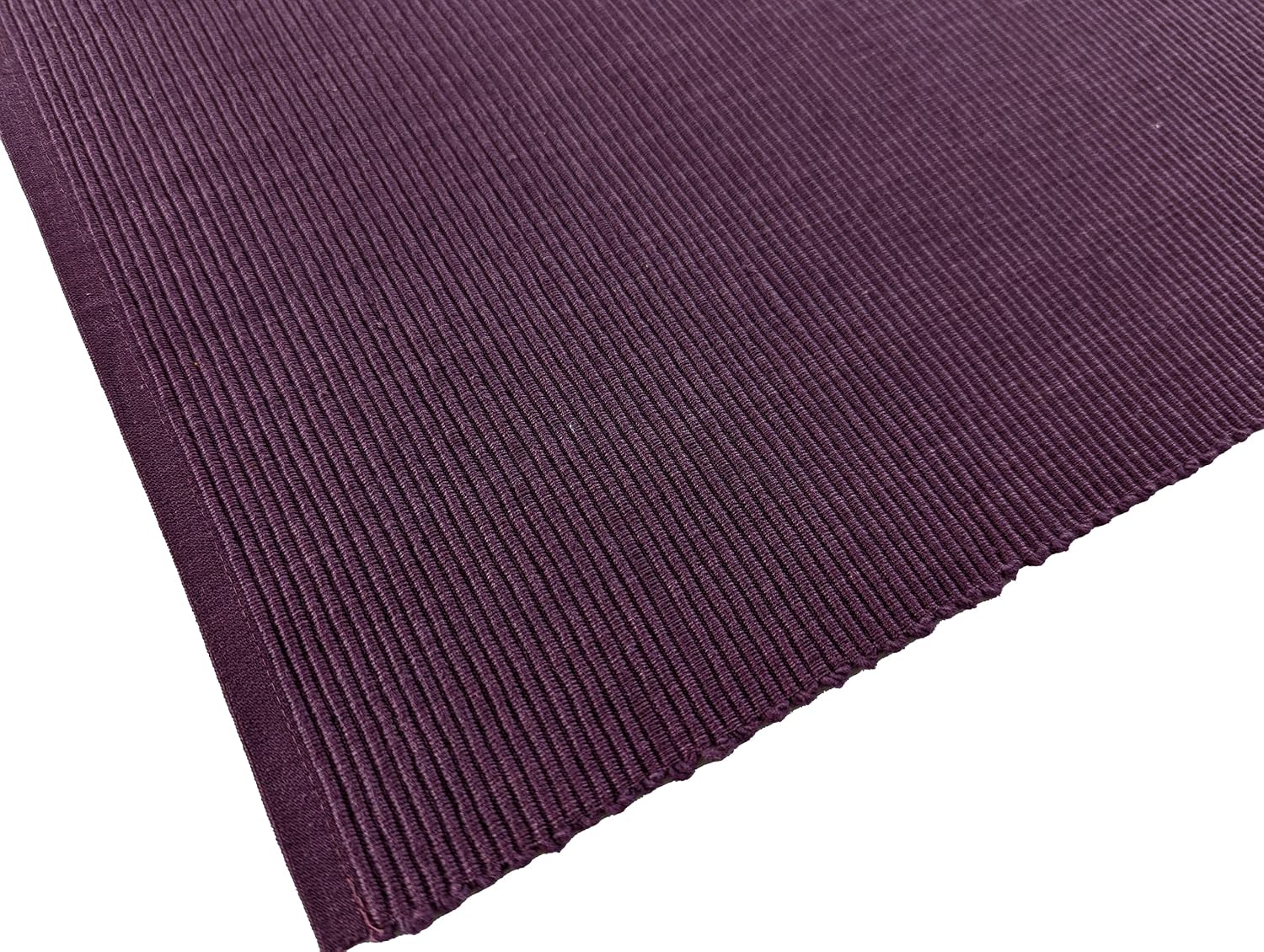 100% Cotton Ribbed Placemats - Set of 8-13 x 19 Inches - Dark Purple - Everyday Cloth Table Mats - Thick Construction