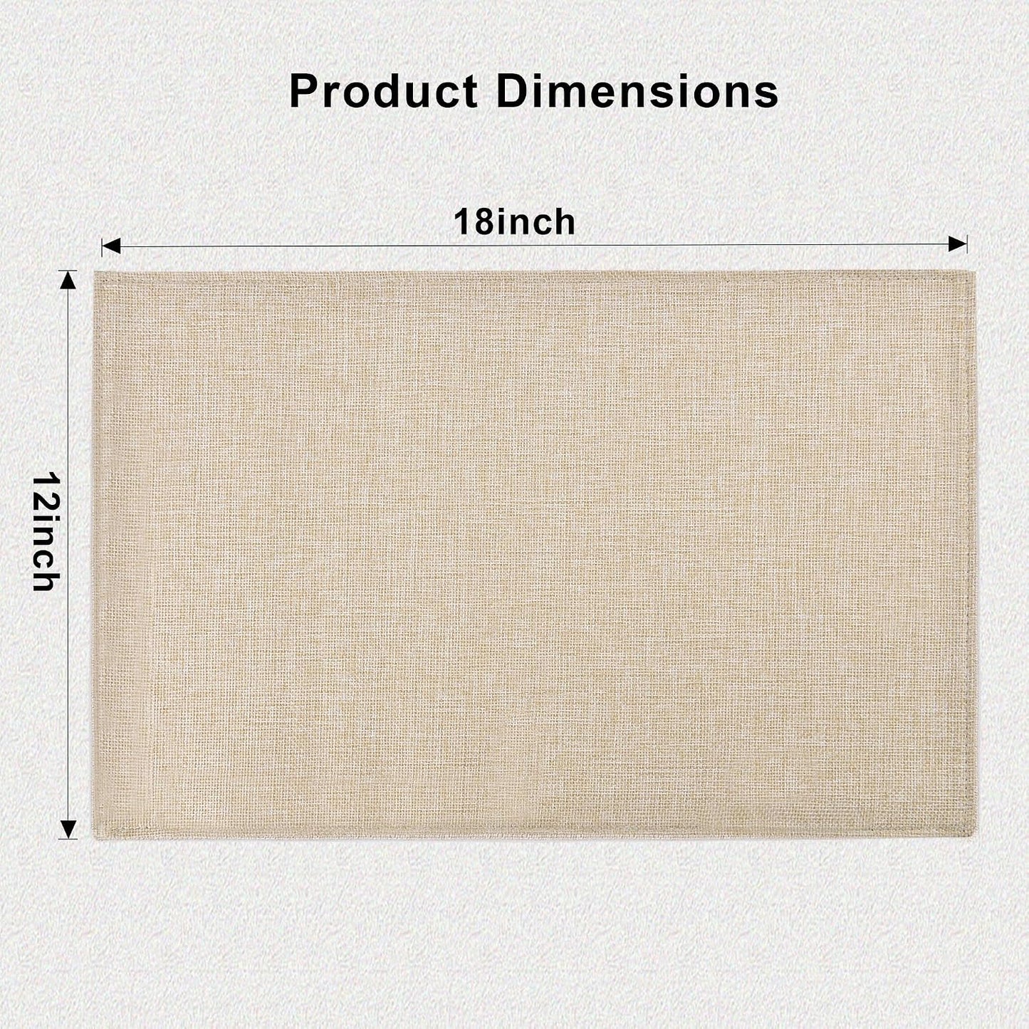 SLKQG Beige Faux Linen Placemats Set of 8, Heat Resistant Washable Double Layer Cloth Place Mats for Dining Table