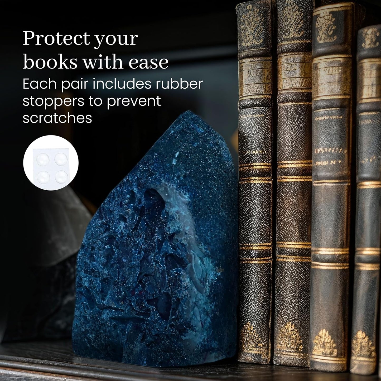 Bookends / Agate Bookends / 3-4 Lbs / Teal