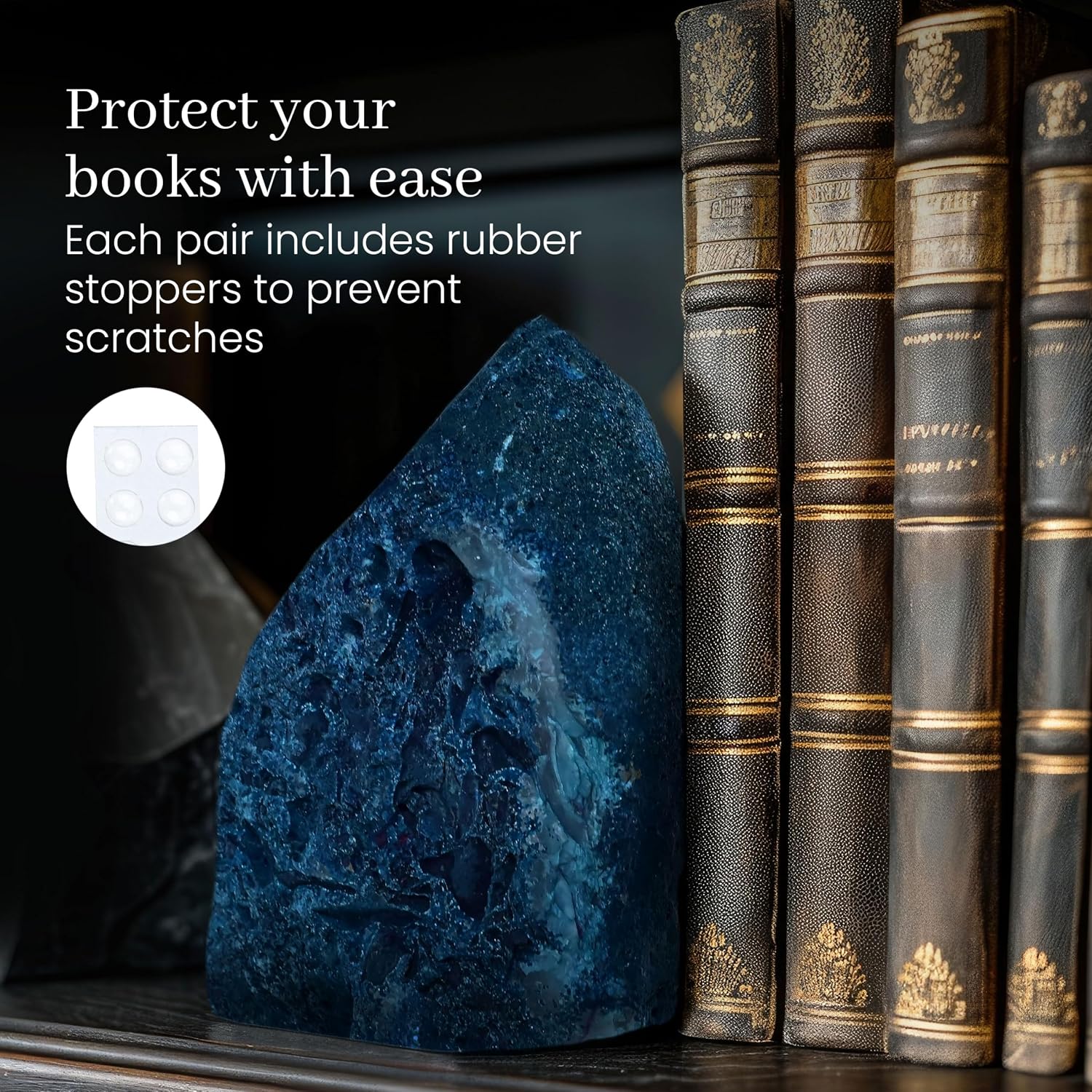 Bookends / Agate Bookends / 3-4 Lbs / Teal