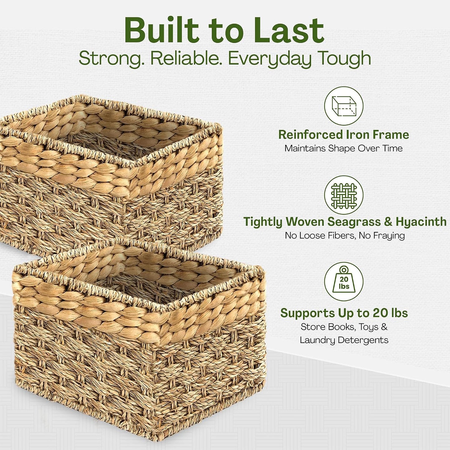 Small Wicker Storage Baskets / 8 x 7 x 5.5 / Small - " In. / Natural / Set of 2