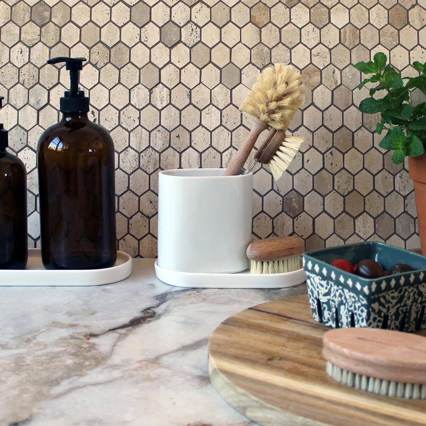 Ceramic Vanity Tray / White / 7.5 x 4.1 x 0.8