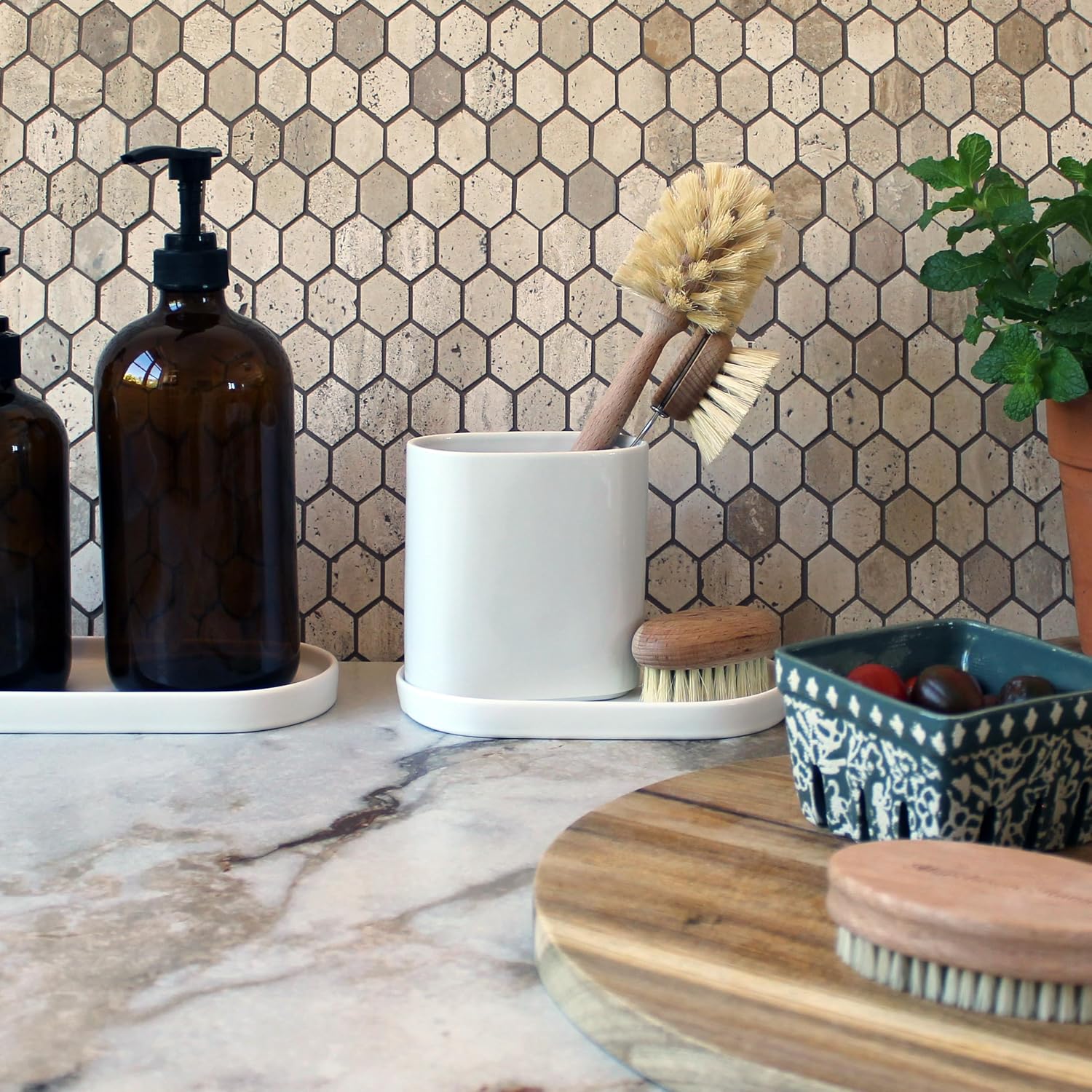 Ceramic Vanity Tray / White / 7.5 x 4.1 x 0.8