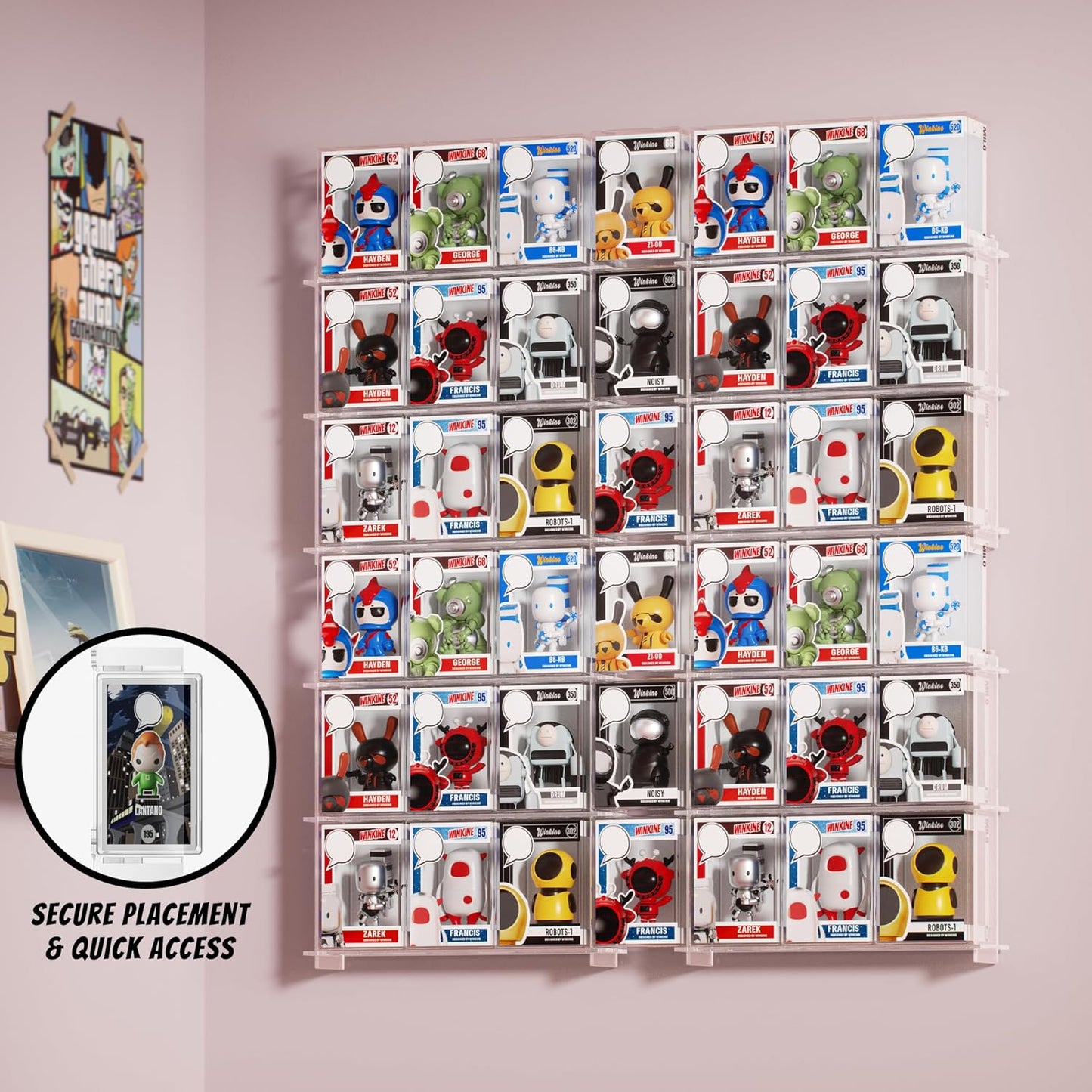 WINKINE Wall Display Shelves Compatible with 21 Funko Pop in Box, Easy Install - Only 2 Screws per Shelf, Acrylic