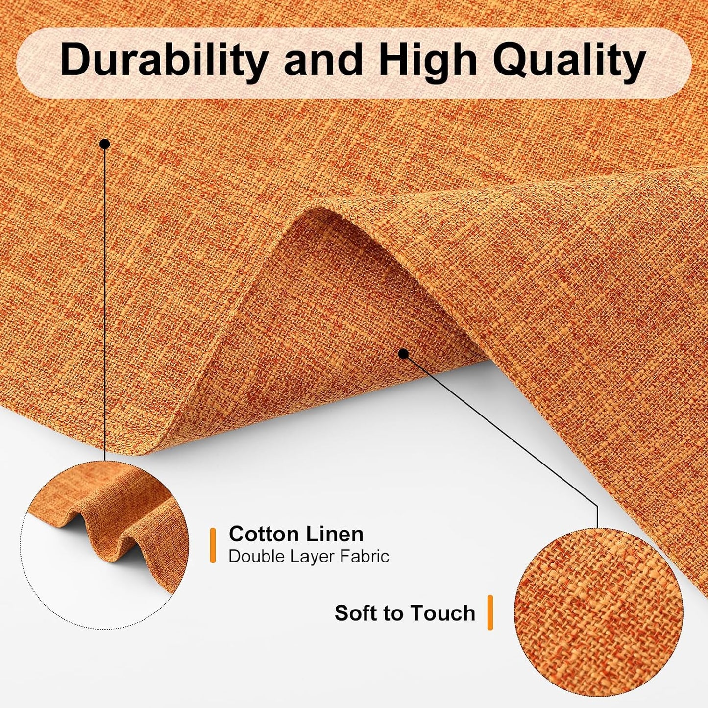 Homaxy Cloths Placemats for Dining Table Set of 6, 13" x 19", Orange | Heat Resistant, Washable, Cotton Linen Blend