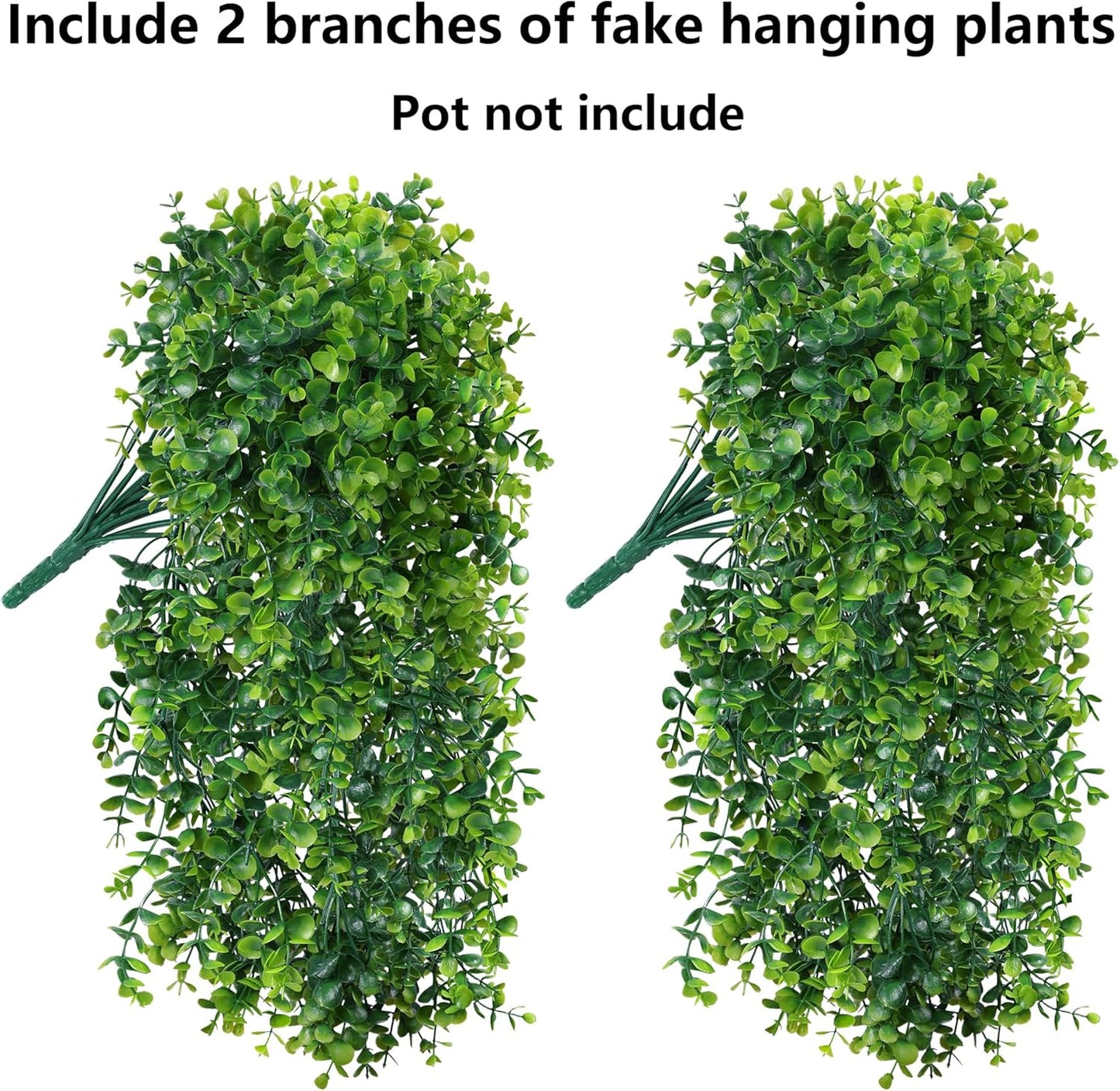 Faux Outdoor Plants Fake Hanging Plants / Eucalyptus Vine - Green / Set of 2