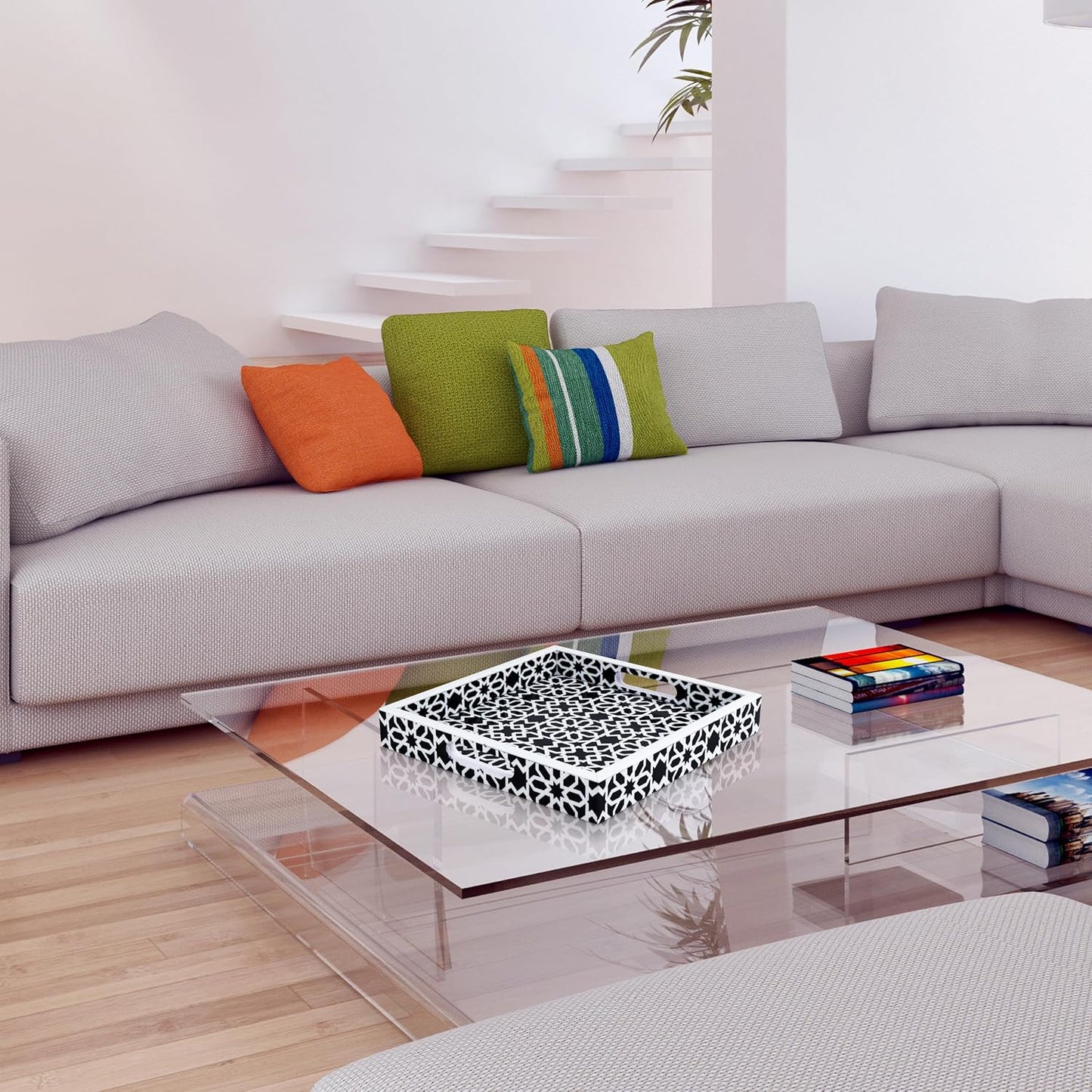 Ottoman Tray / Shiraz Pattern Square Serving Tray for Centerpiece / 12 x 12 x 2 / Shiraz Petit