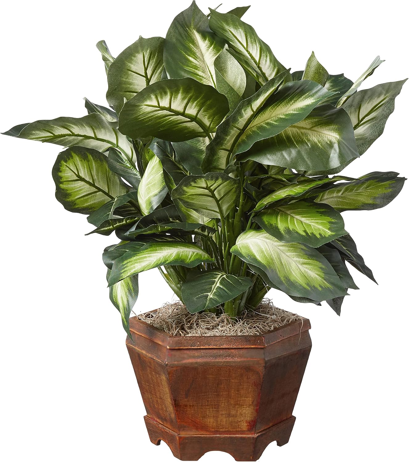 Faux Plant / Decorative Wood Planter / 22 Inch