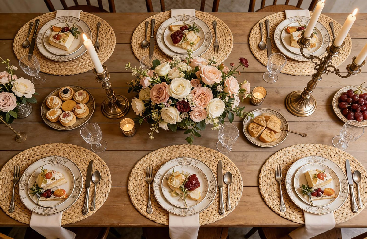 Natural Water Hyacinth Woven Placemats Set of 6, Straw Braided Rattan Placemats, Oval Woven Placemats, 12x16 Inches