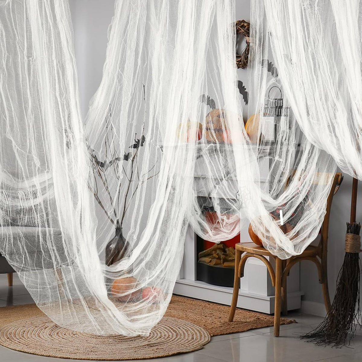 300 x 80 Inch Halloween Creepy Cloth, White Halloween Scary Spooky Cloth
