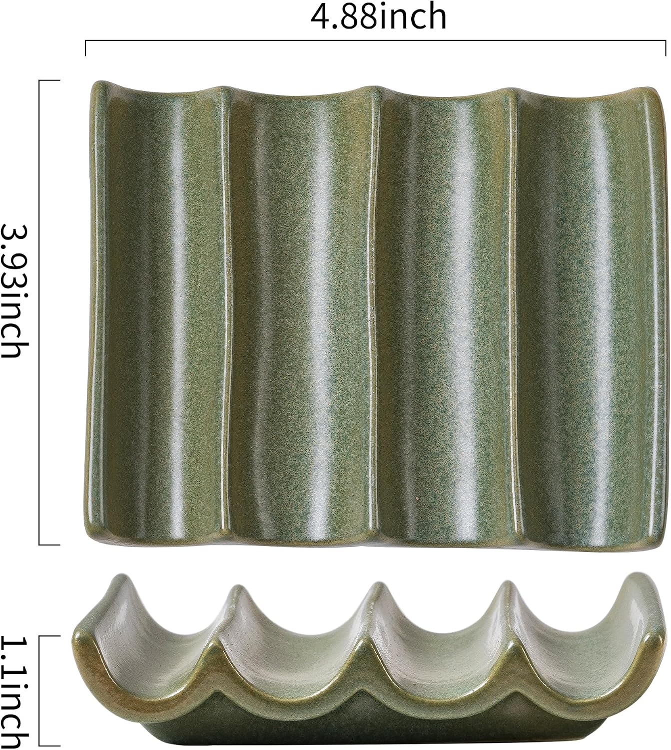 Draining Bar Soap Holder Tray / Ceramic Soap Dish Green