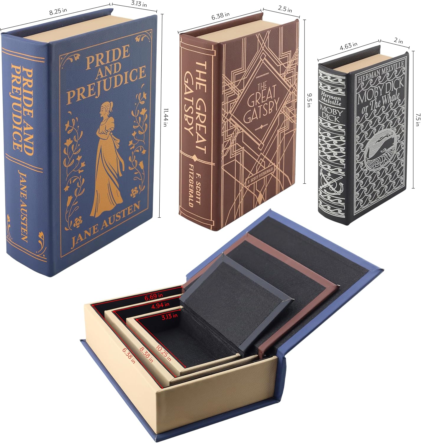 Faux Book Decor Storage / Set of 3