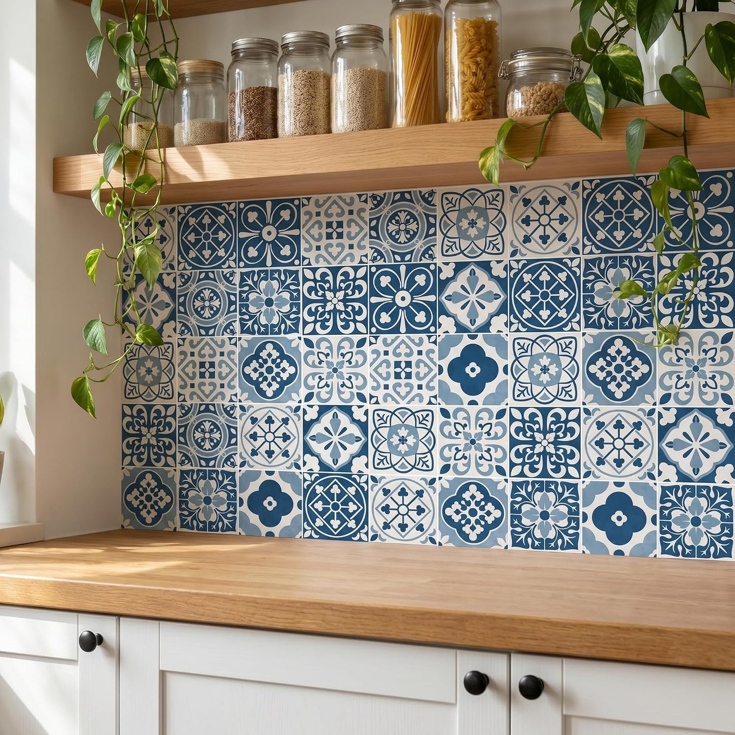 Mediterranean Tile Stickers / Blue / 4 x 4 / Set of 30
