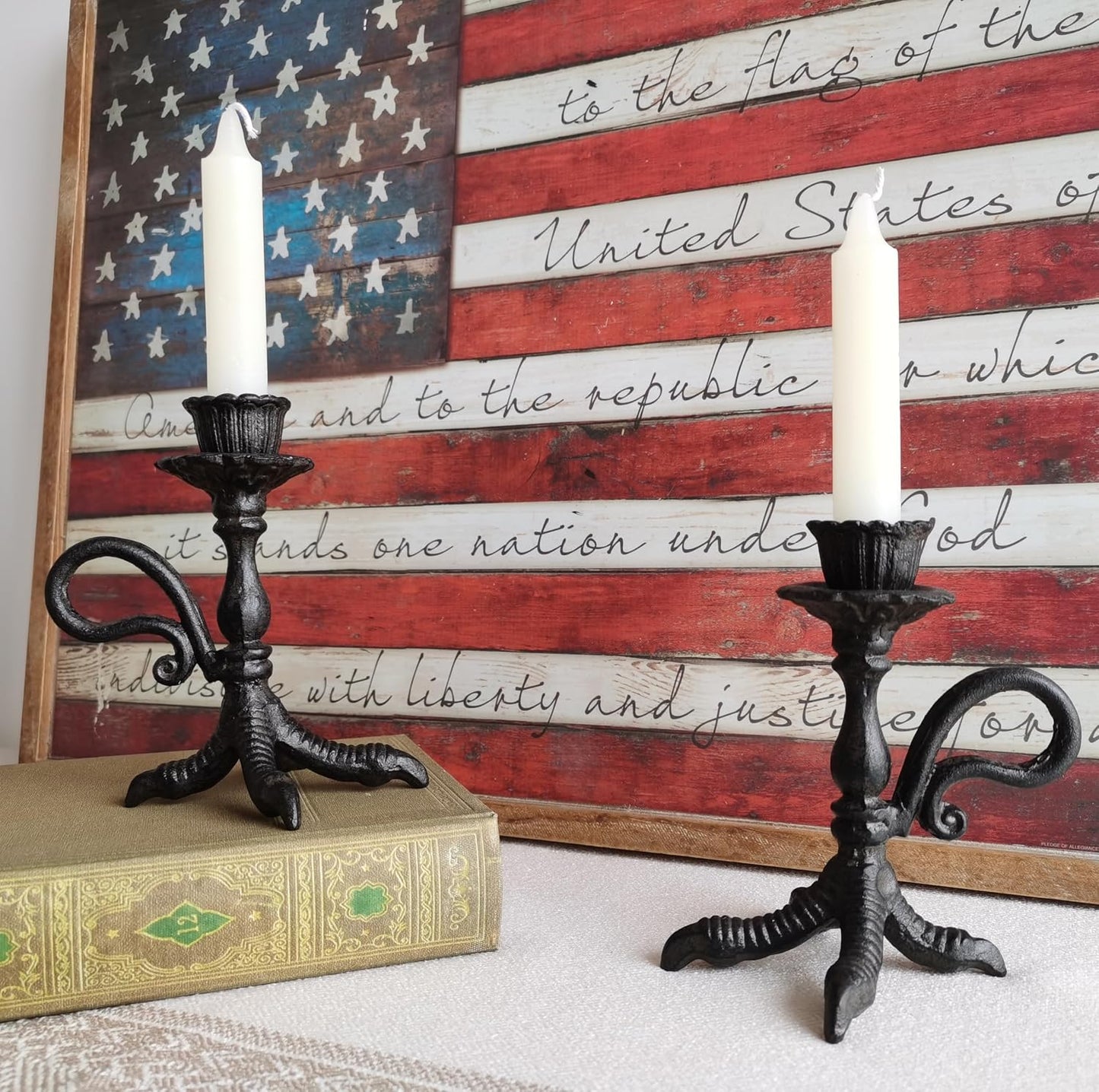Claw Foot Candlestick Holders - Feet Taper Candle Holders, Black Candlesticker Holders Set 2