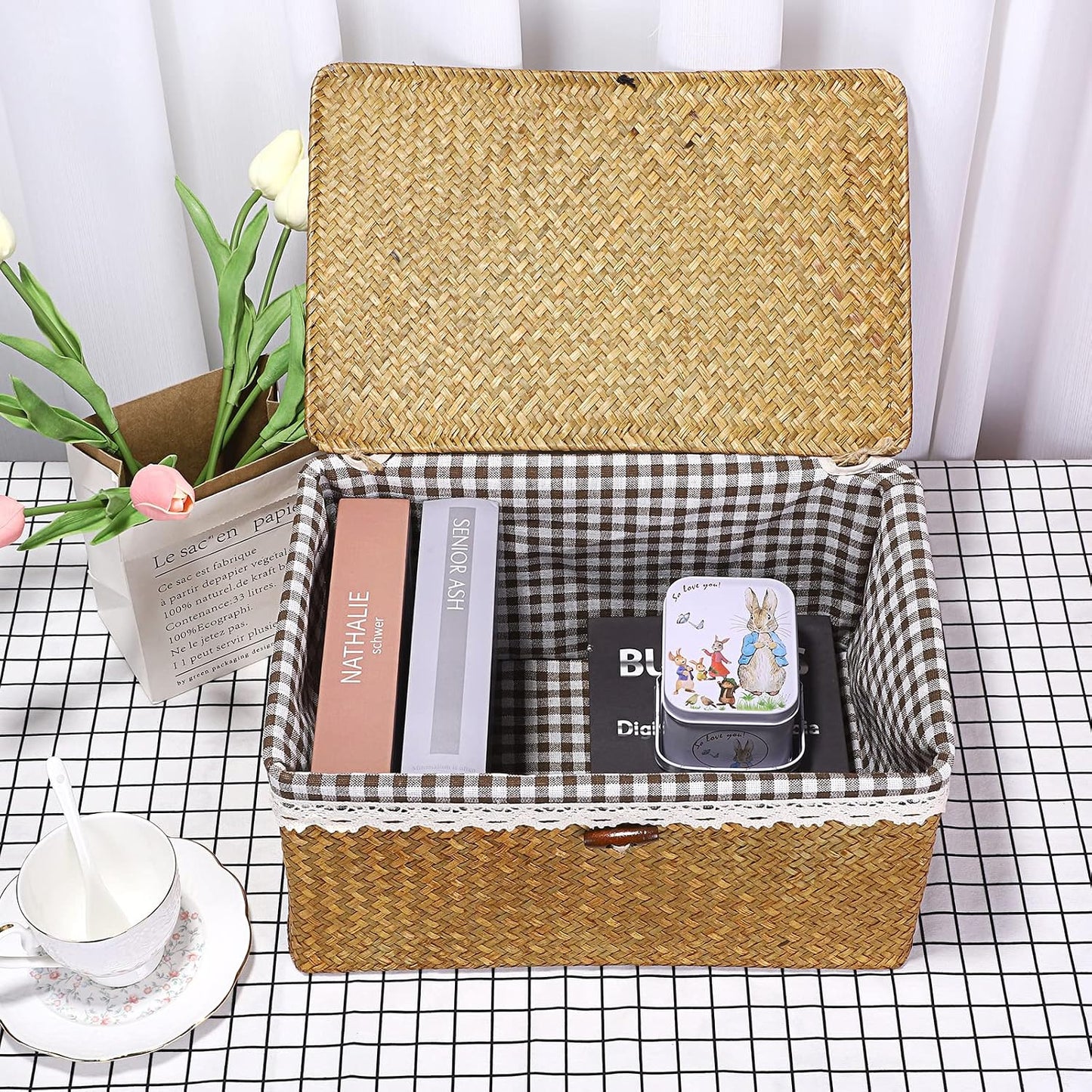 Wicker Storage Basket Bin / Large / Caramel