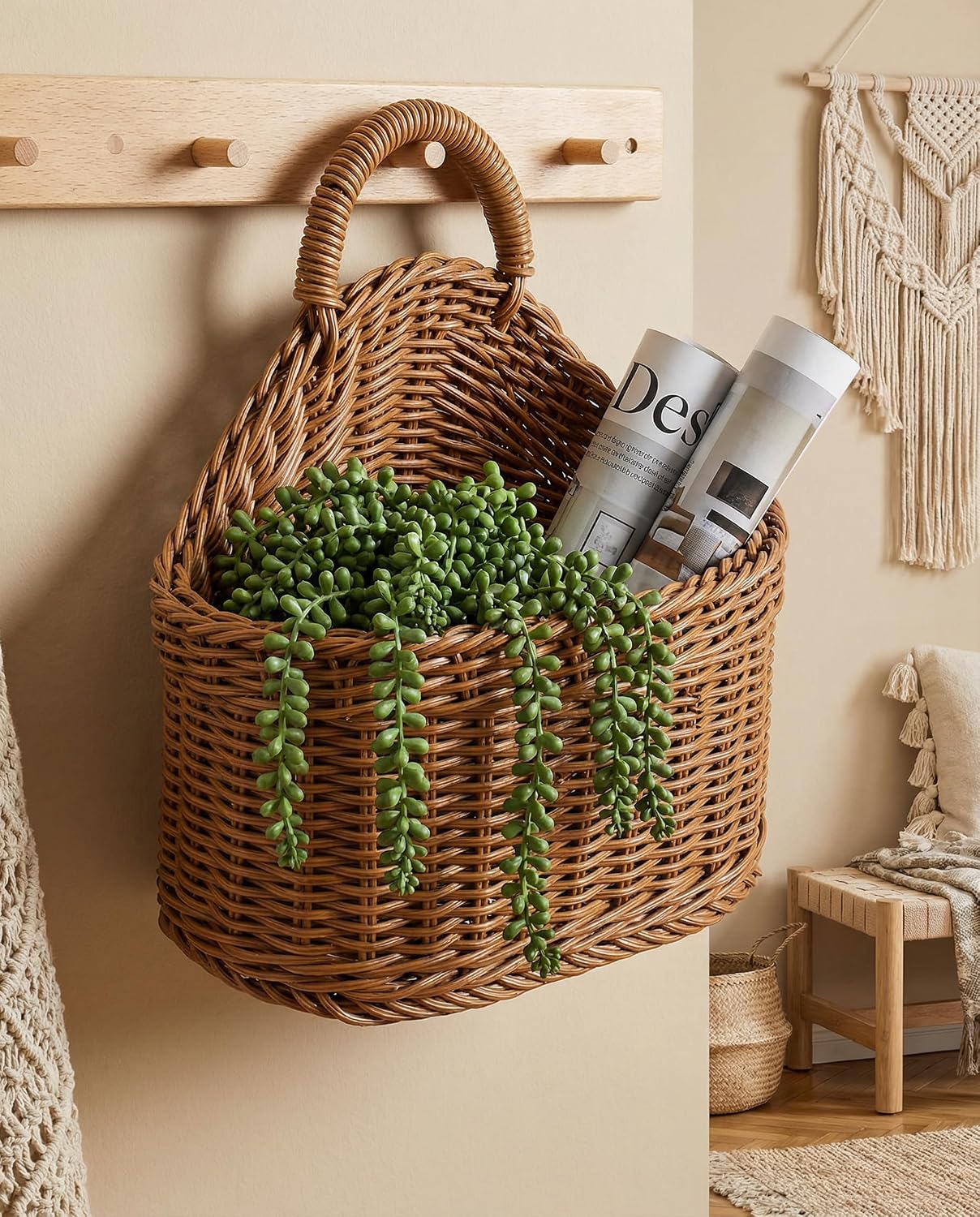 Wall Decorative Storage Baskets Woven Hanging Basket / Set of 2
