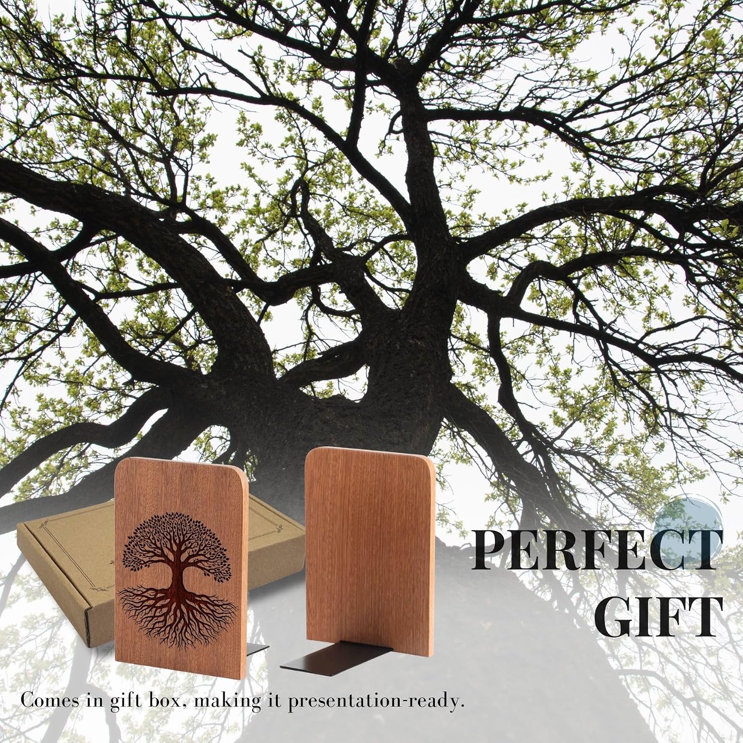Tree of Life Wood Bookends