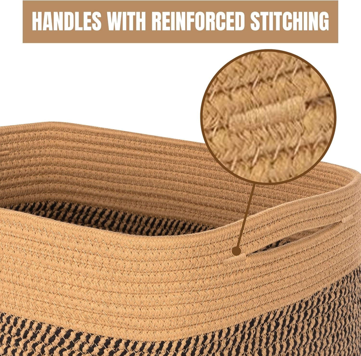 Woven Baskets for Storage / Brown / Black / Set of 3
