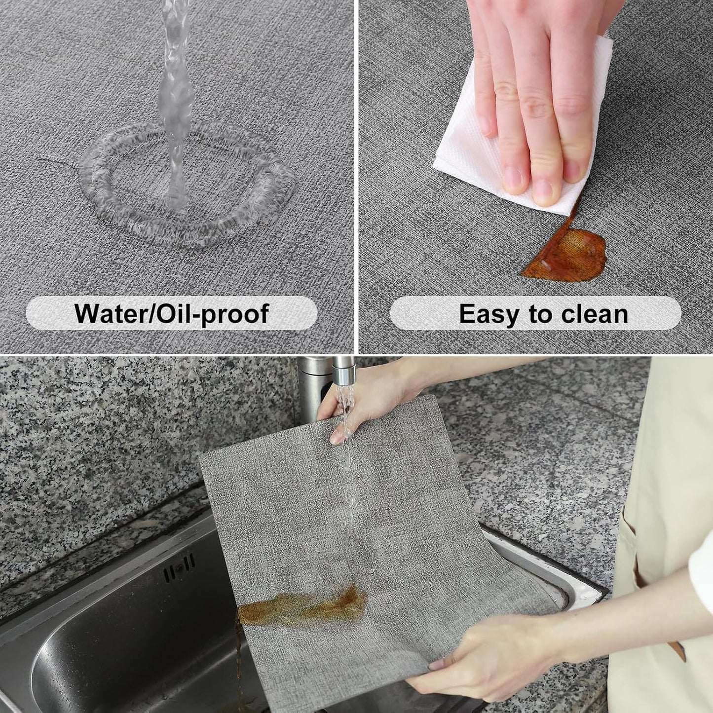 Homaxy PU Faux Leather Placemats for Dining Table, Set of 8, Light Grey | Waterproof Wipeable Washable Table Mats, Easy