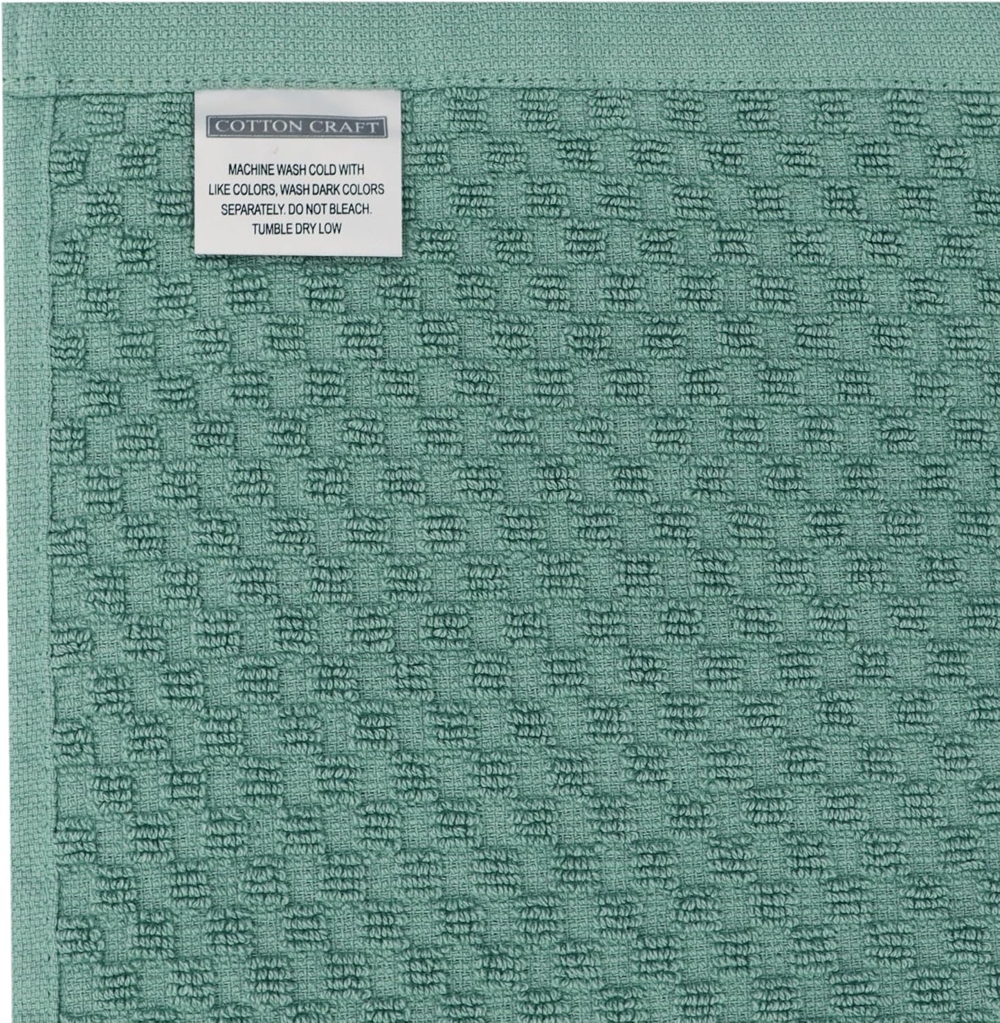 COTTON CRAFT Amazing Kitchen Towel - 12 Pack 100% Cotton Waffle Terry Towel | Seafoam 16x28 inch Euro Café Waffle Weave