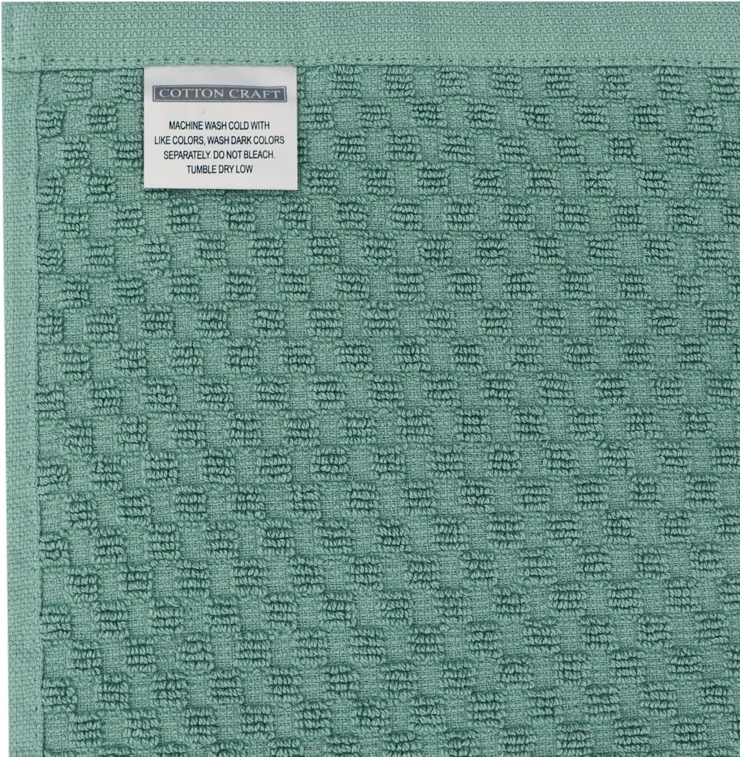 COTTON CRAFT Amazing Kitchen Towel - 12 Pack 100% Cotton Waffle Terry Towel | Seafoam 16x28 inch Euro Café Waffle Weave