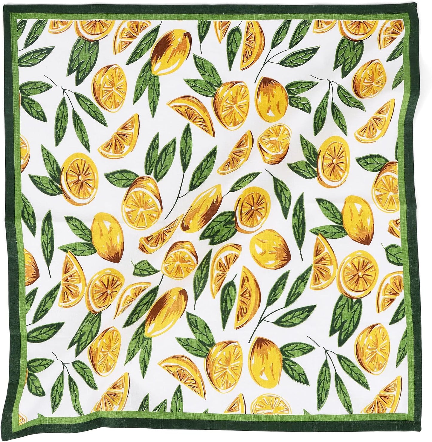 NATURALCRAFT Cloth Napkins Set of 12 Cotton Linen20x20 inch Cut Lemon Print | Washable Reusable Fabric Soft Durable