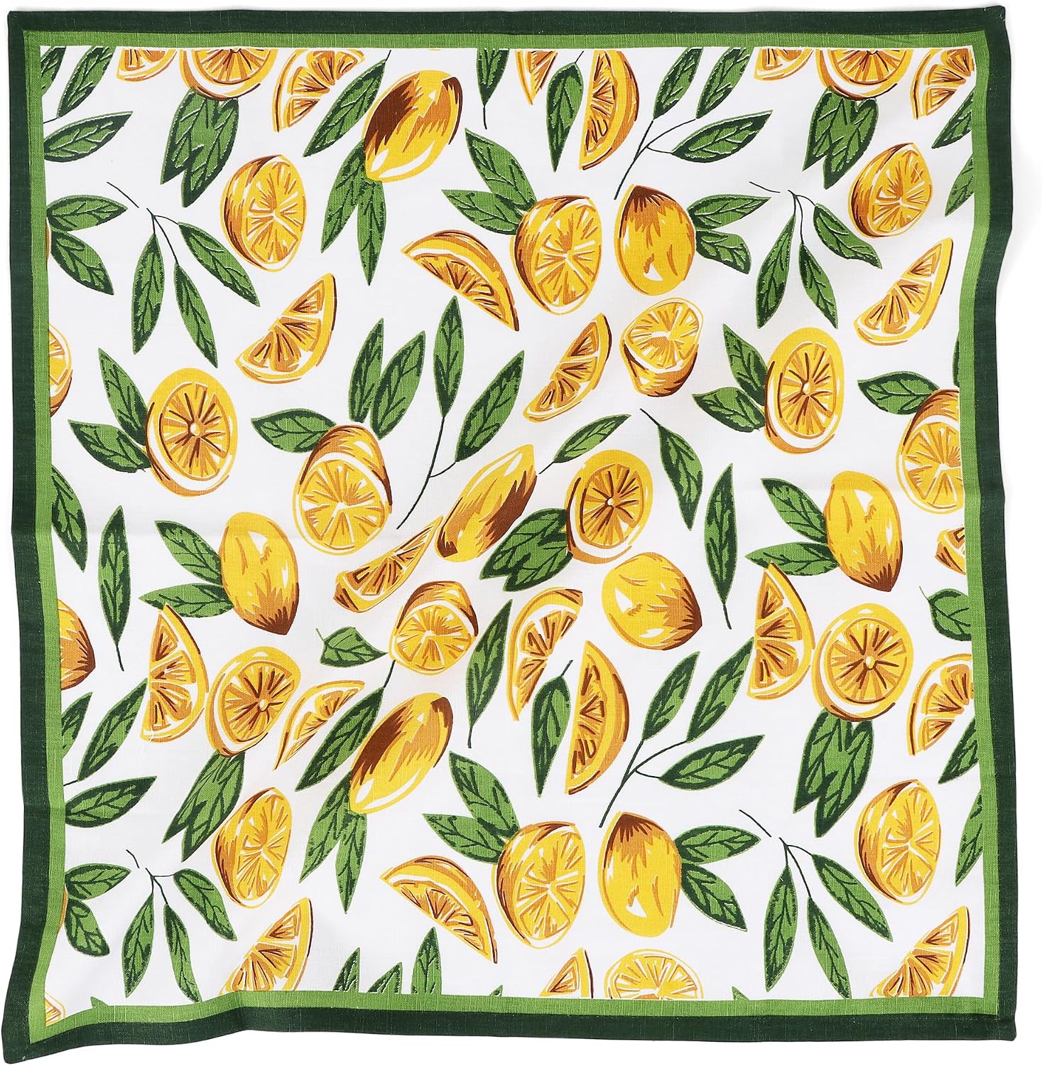 NATURALCRAFT Cloth Napkins Set of 12 Cotton Linen20x20 inch Cut Lemon Print | Washable Reusable Fabric Soft Durable