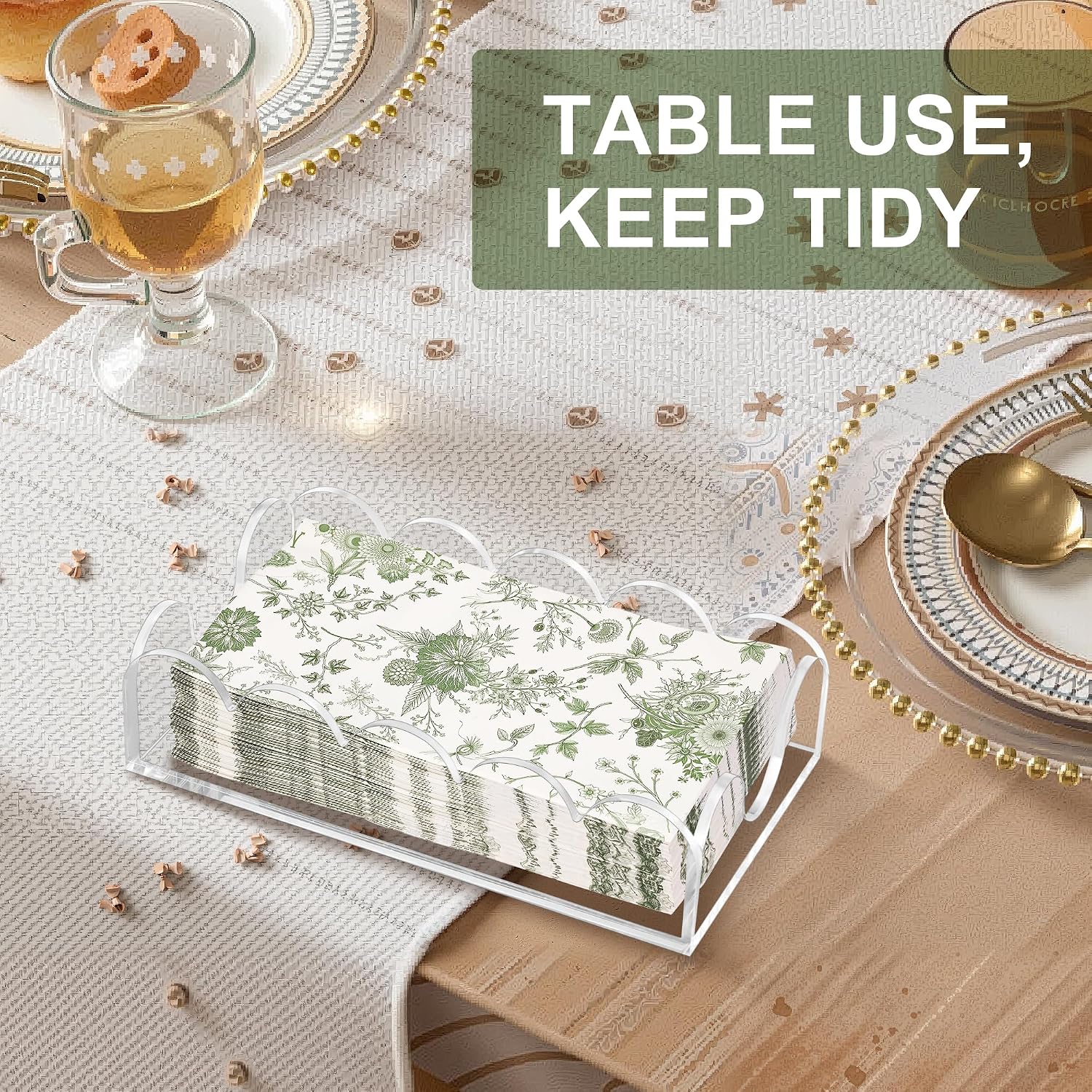 Acrylic Napkin Holder / Guest Towel Holder - Wave / Clear