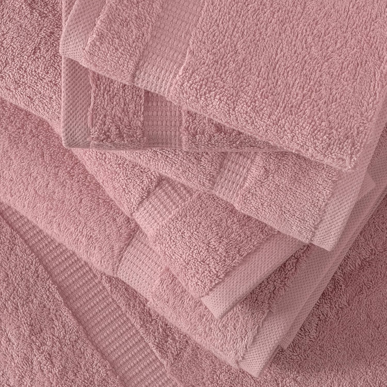 SALBAKOS 100% Turkish Cotton Bathroom Towel Set of 6-Piece, Rose | 630 Gsm Thick Super Soft Highly Absorbent 2 Bath + 2