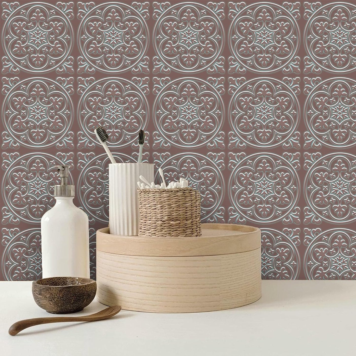 Peel and Stick Wall Tile Stickers Backsplash / Bronzen / 8 x 8