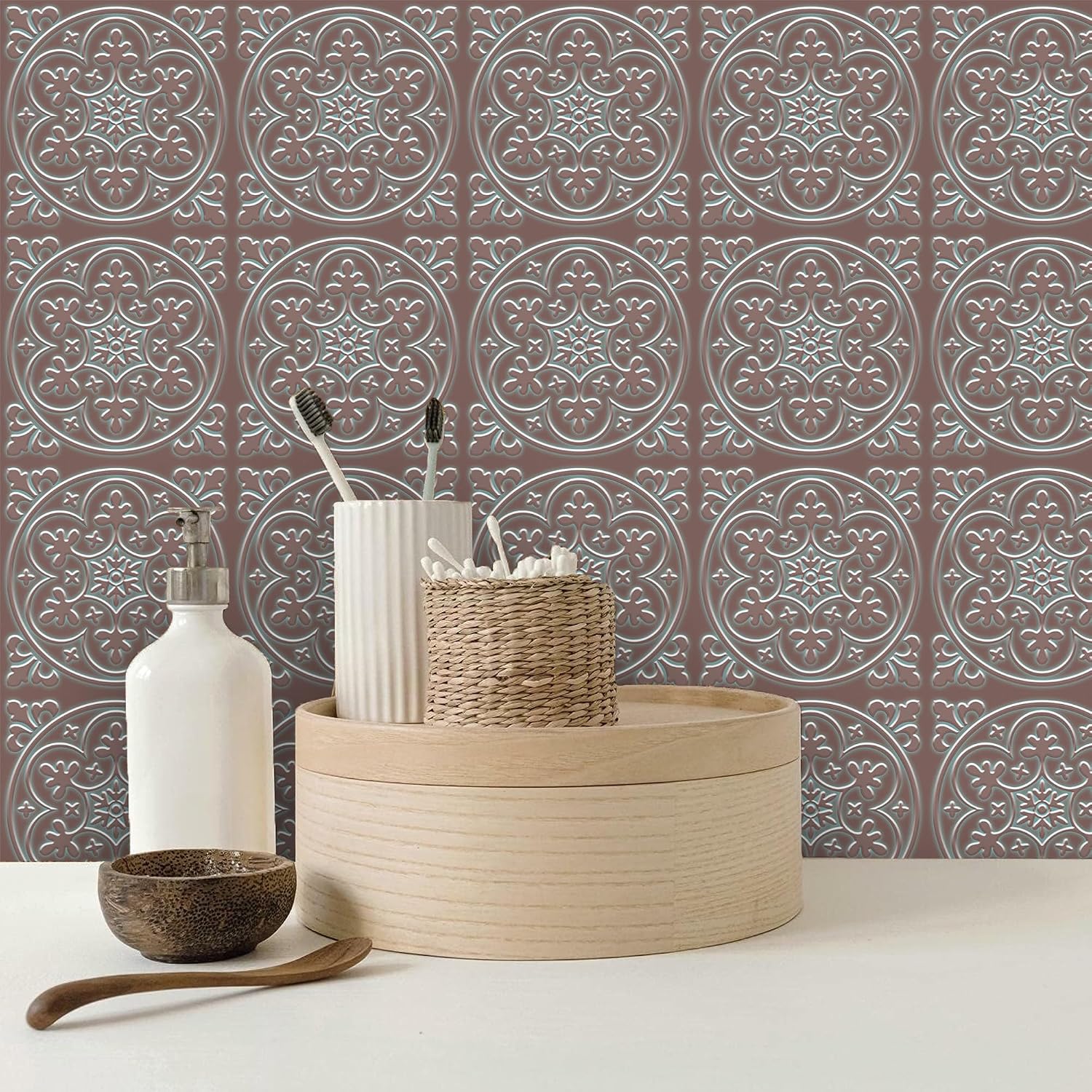 Peel and Stick Wall Tile Stickers Backsplash / Bronzen / 8 x 8