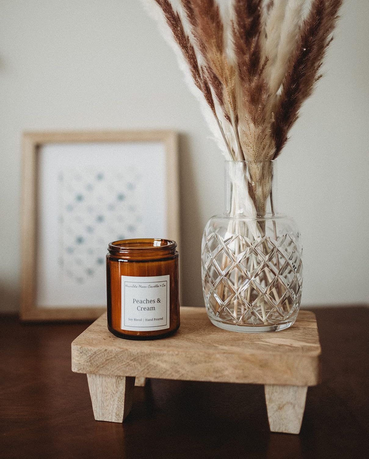 Wooden Tray Pedestal Decor / Natural Mango Wood