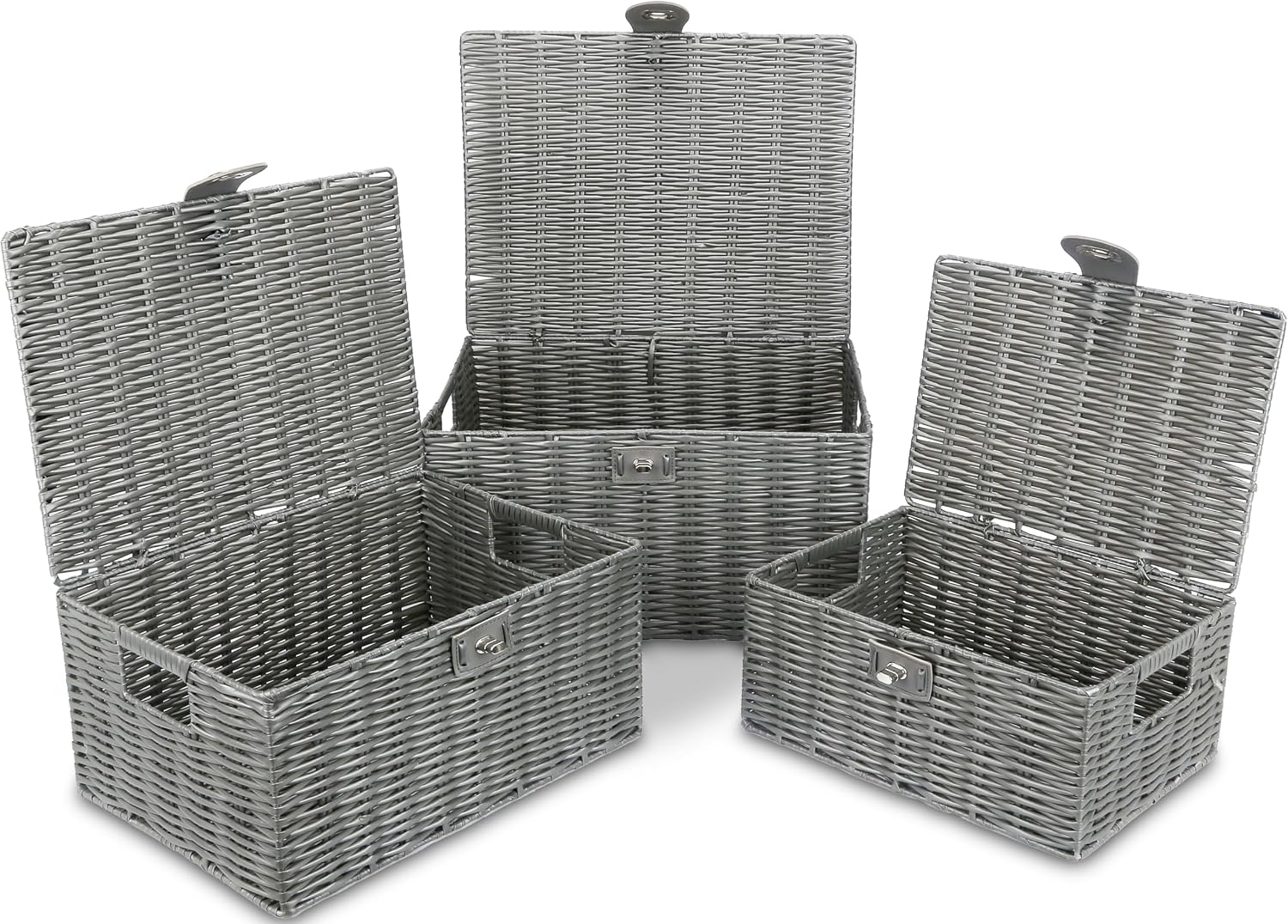 Woven Basket / Wicker Storage Baskets / Grey / Set of 3