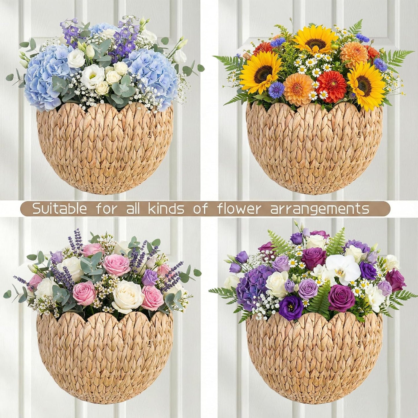 Handwoven Water Hyacinth Scalloped Basket