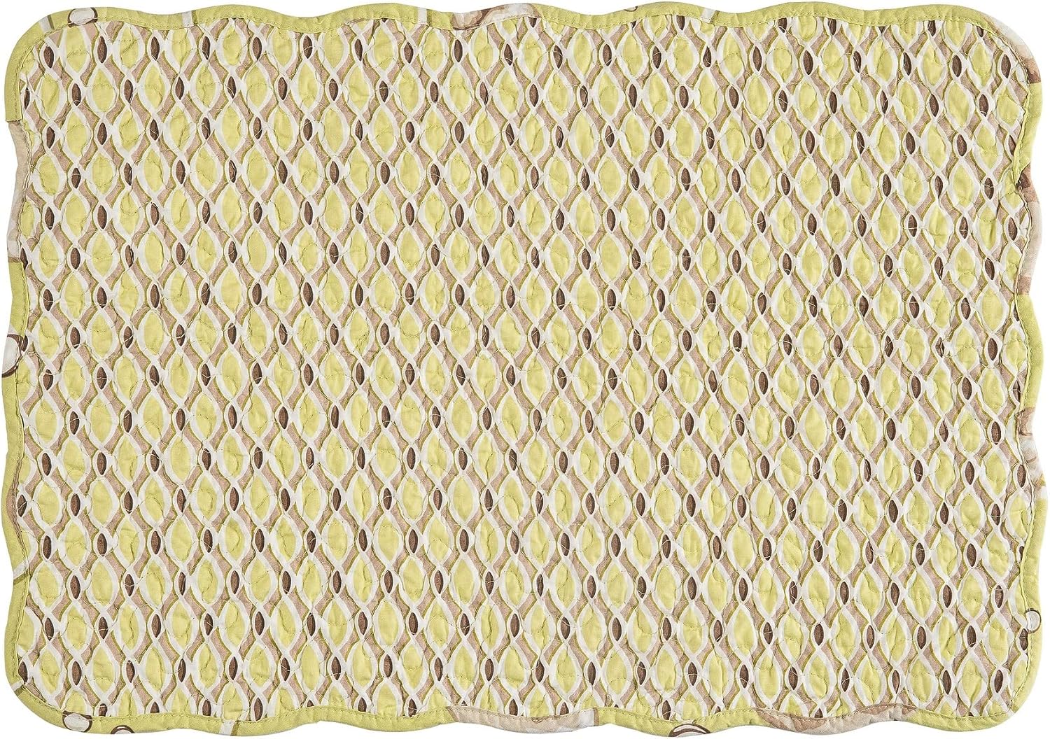 C&F Home Baker Cotton Quilted Reversible Machine Washable Green Seashell Vintage Design Placemat Set of 6 Scalloped