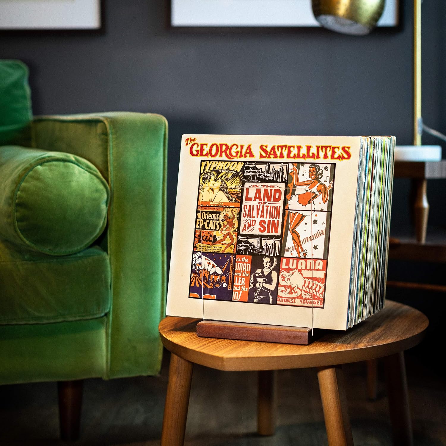 Premium Vinyl Record Storage - a Mid-Century Style Record Holder for Albums, 60-70 LP Capacity - Complements Any Record