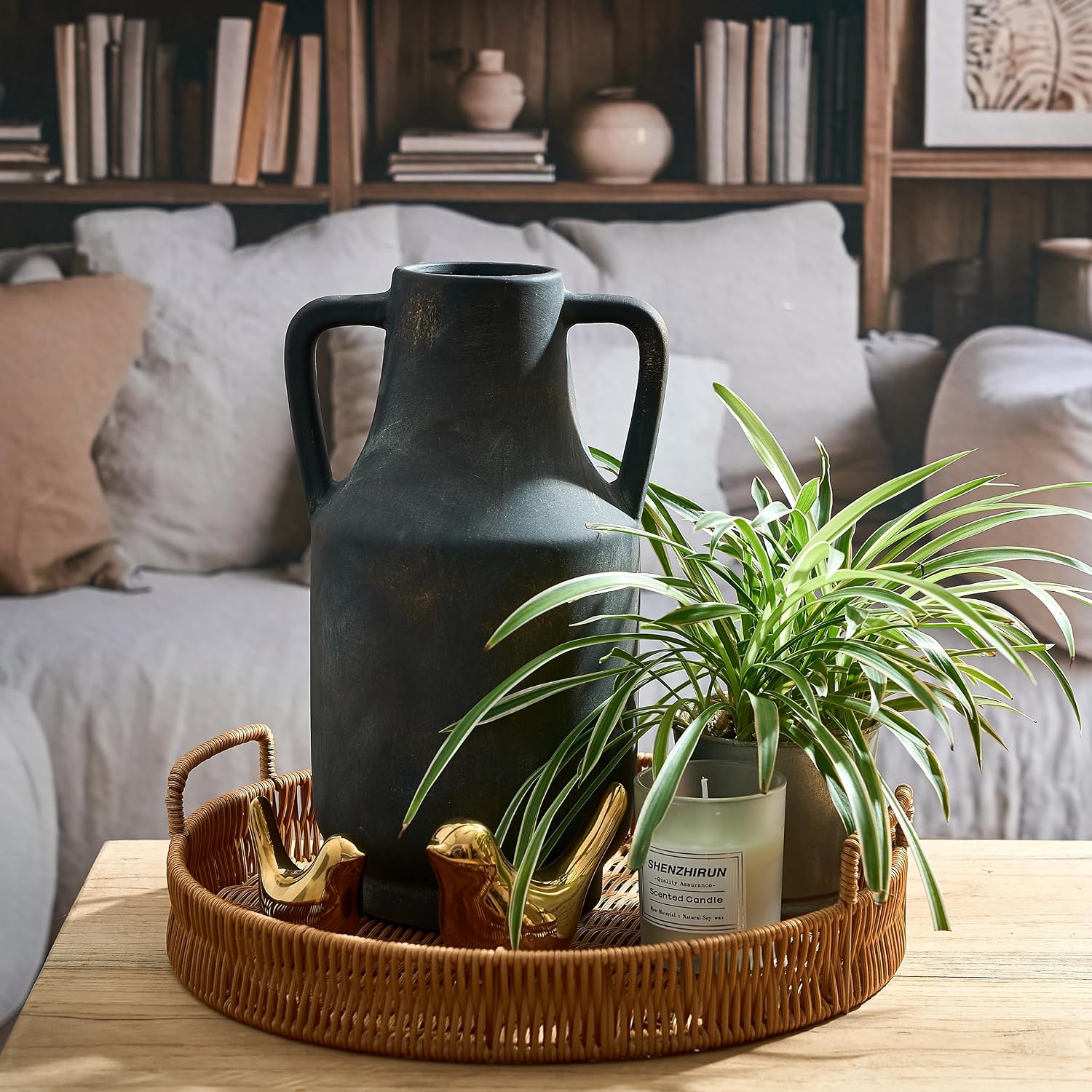 Ceramic Rustic Flower Vase / 112-black Bronze / 12 Inch