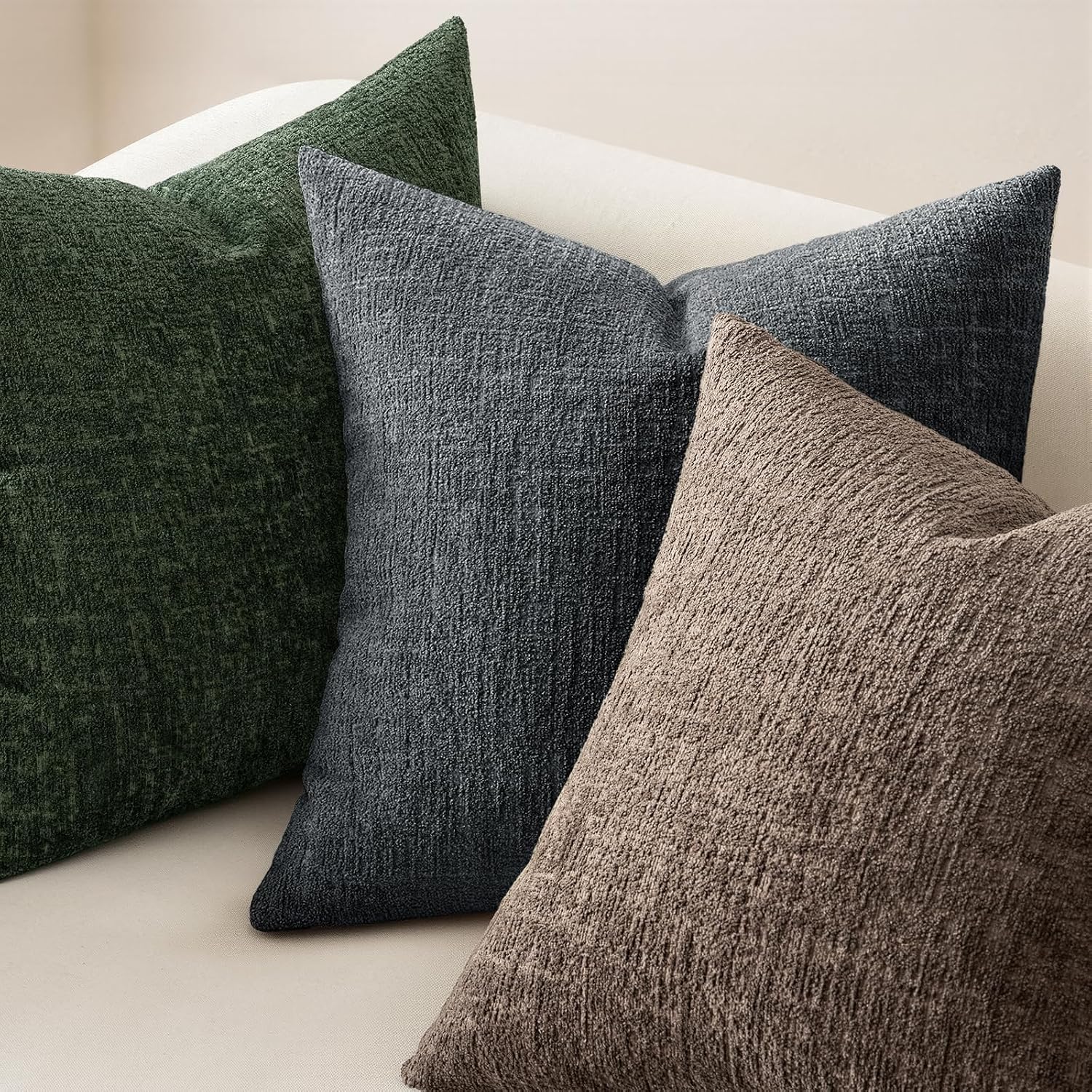Decorative Throw Pillow Covers Couch Pillow Covers Soft Textured / 18 x 18 / Dark Grey / Set of 2