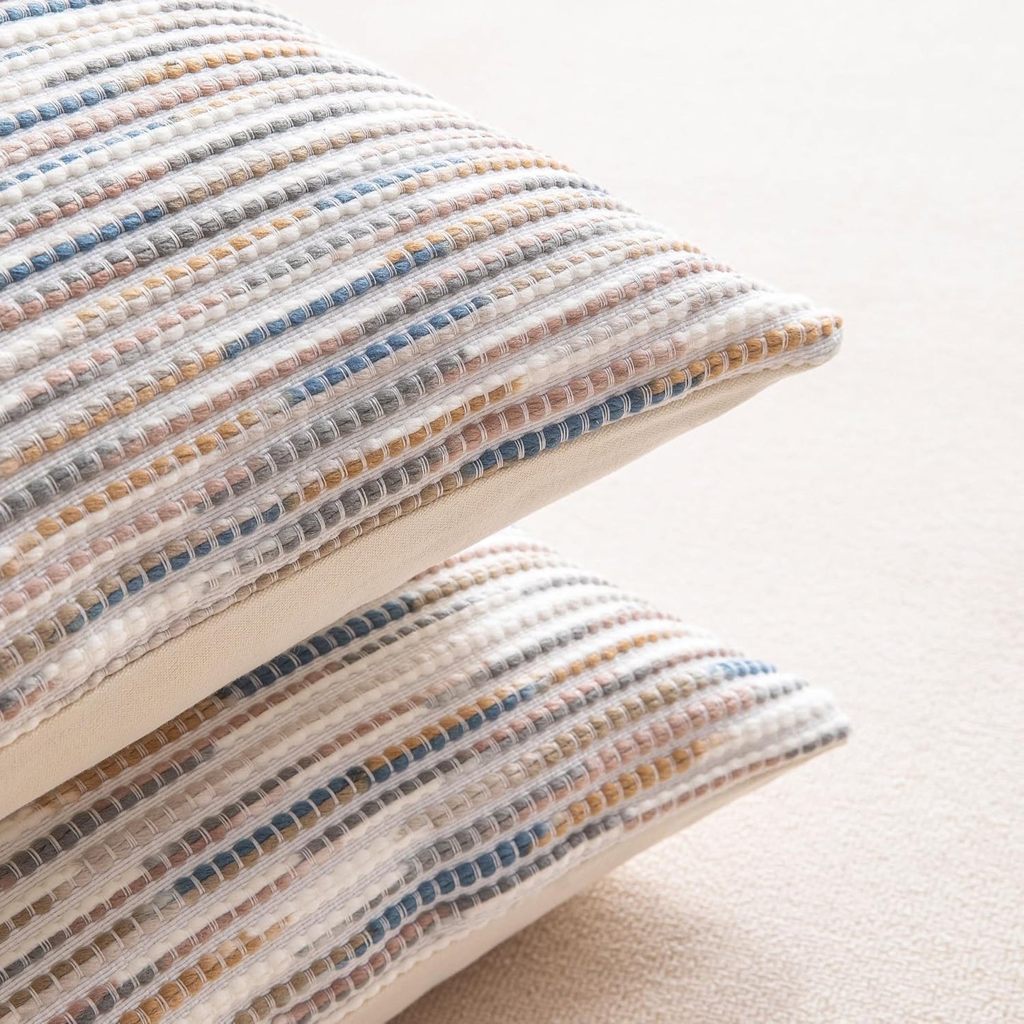 Boho Couch Throw Pillow Covers Grey Blue Striped Decorative / Blue Grey Striped / 18 x 18 / Set of 2