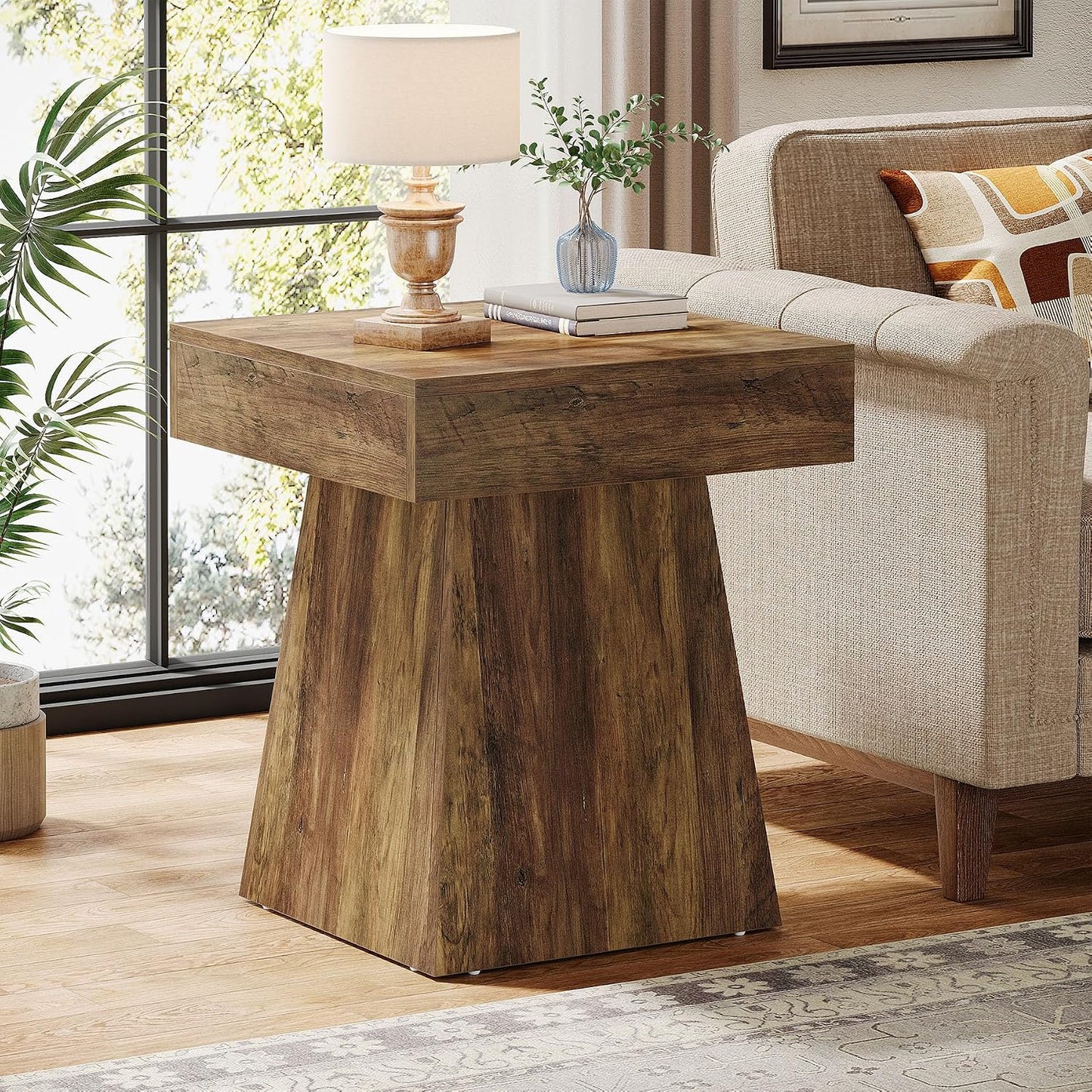 Rustic Square Side Table / Brown