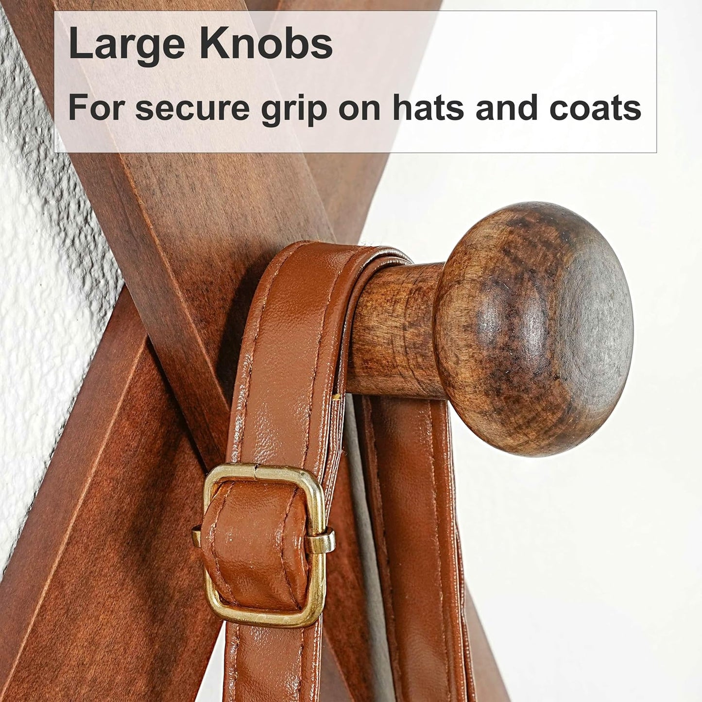 Expandable Coat Rack (Larger Version) - 24” High, Anti-Slip, Ultra Heavy Duty Wooden Accordian Wall Hanger with 10