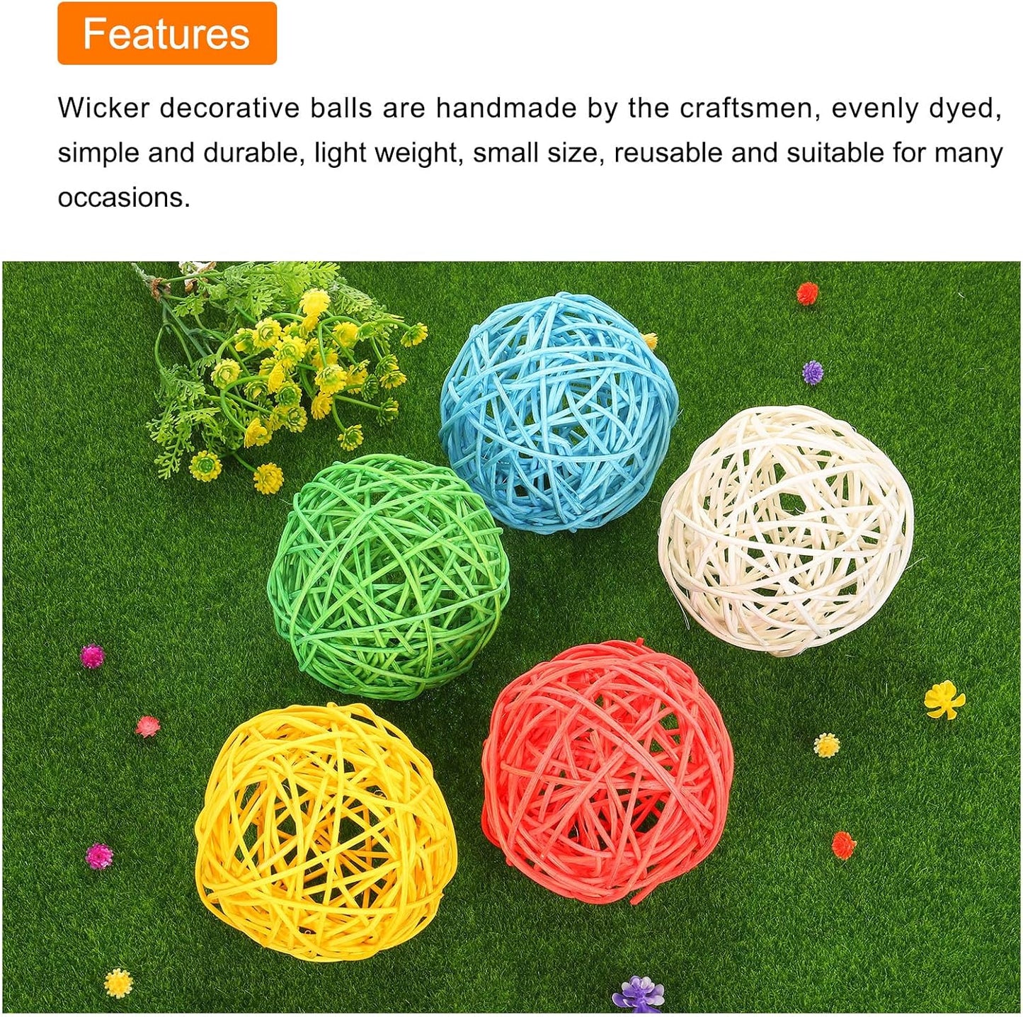 Wicker Rattan Balls Rattan Decorative Balls for Centerpiece Bowls / Natural / 3.9 Inch / Set of 4