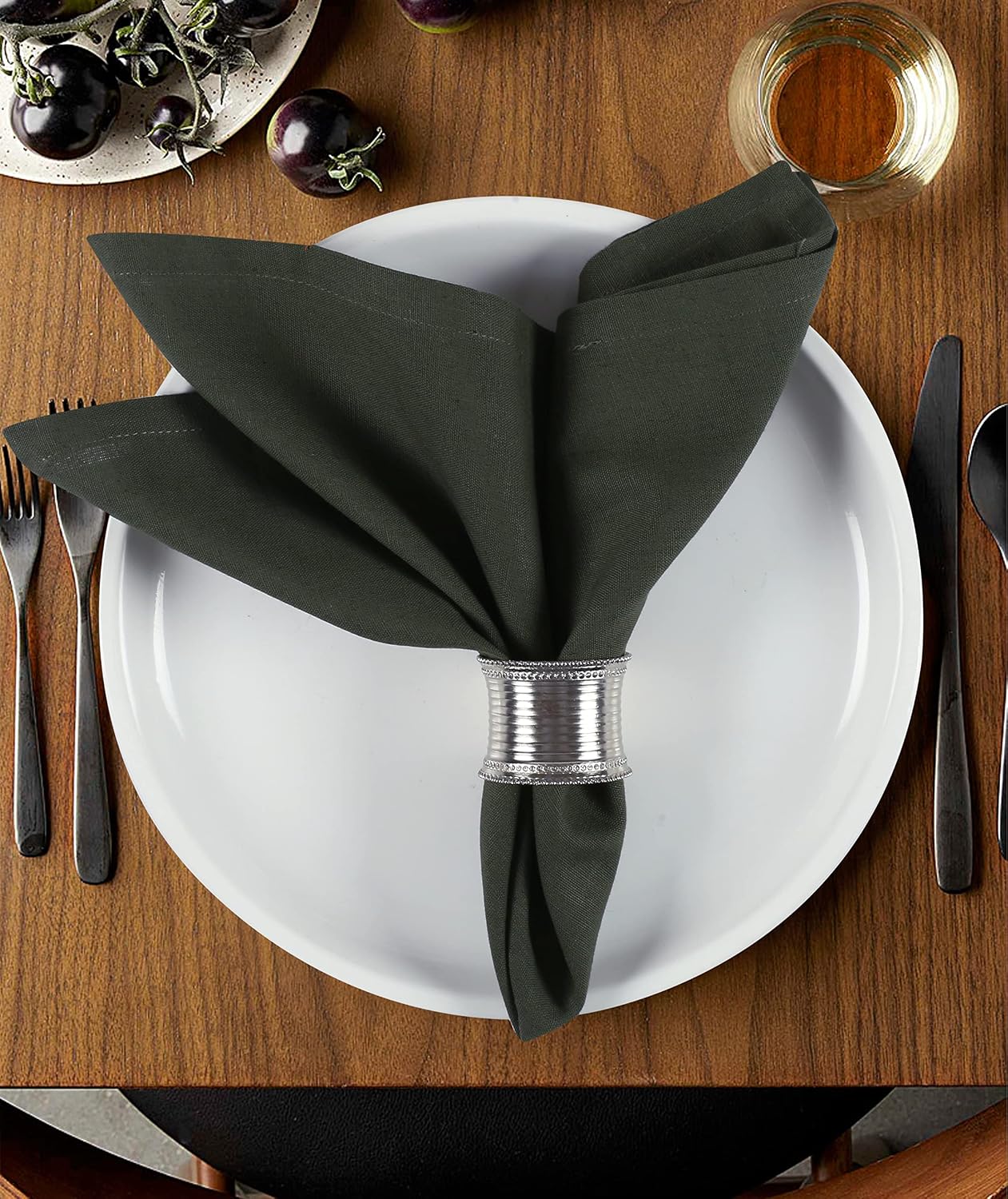 NATURALCRAFT Cloth Napkins Set of 12 Cotton Linen18x18 inch (Olive Green) | Washable Reusable Fabric Soft Durable