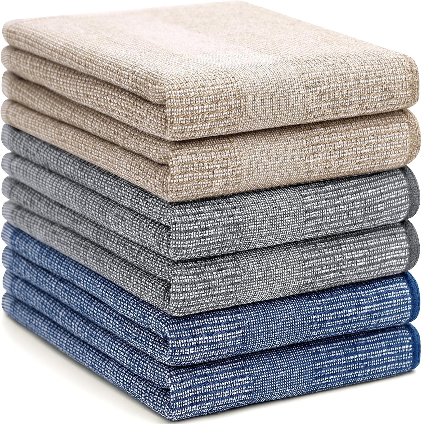 Homaxy 380 GSM Cotton Premium Kitchen Towels 6 Pack, 18"x 28", Multicolor | Flat and Terry Dish Towels, Highly