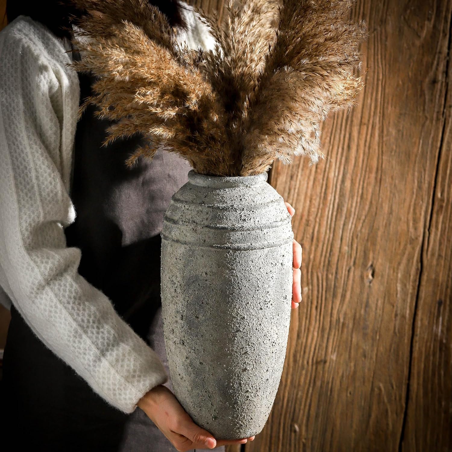 Large Ceramic Rustic Vase / 101-3-12.87in / 12.87 Inch