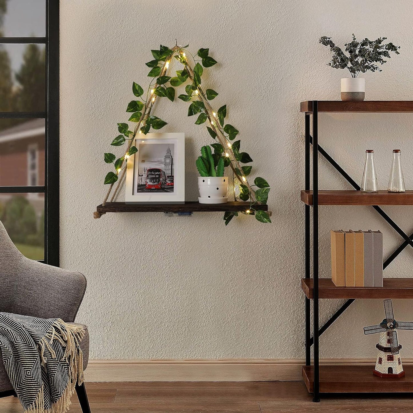 Floating Shelves / Plant Wall Decor / Green Leaf