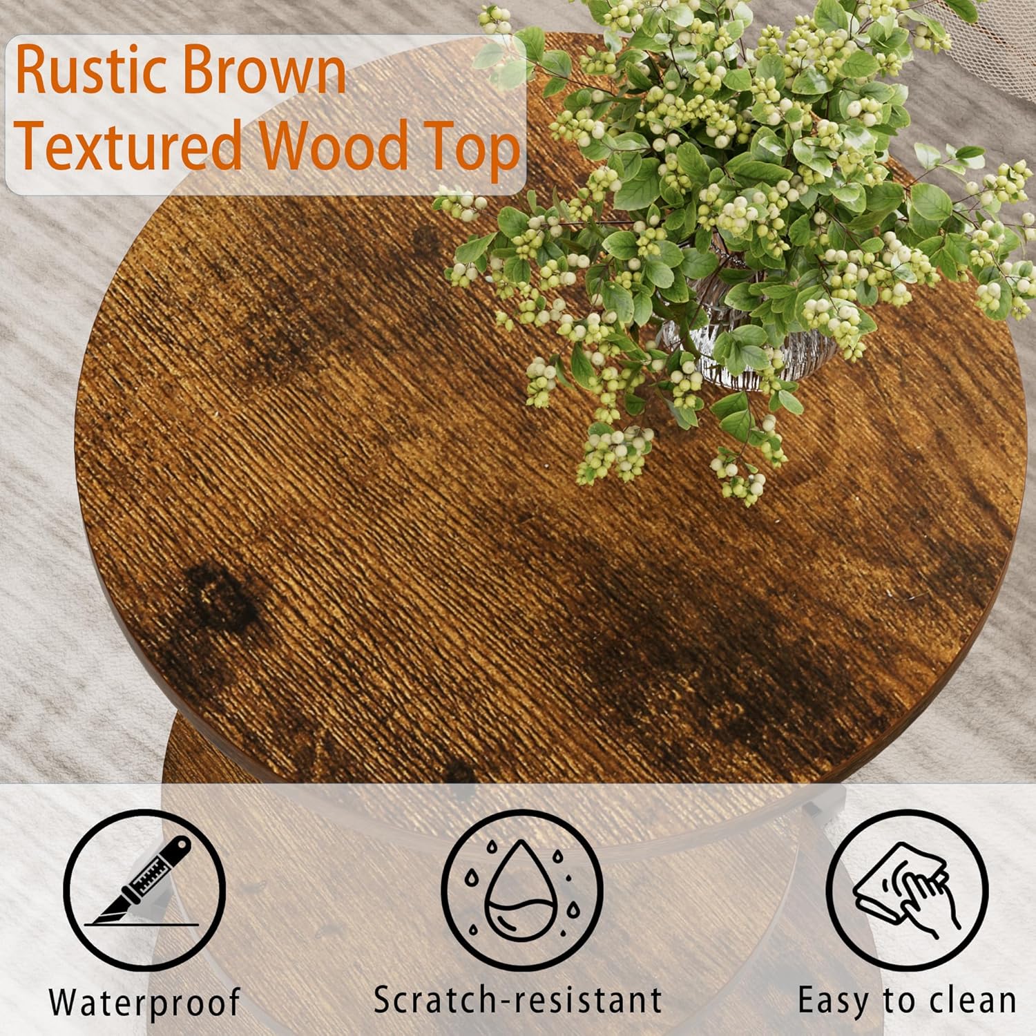 Vintage Accent Table / Rustic Brown / Small