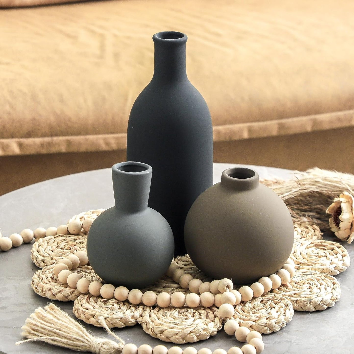 Ceramic Vase / Modern Flower Pottery Vases Rustic Farmhouse Vase / 001-multicolor-larger / Set of 3