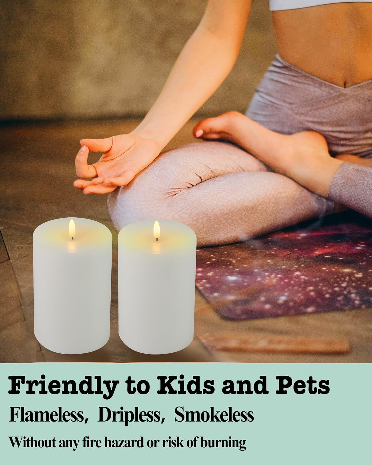 Gmnee 4"x6" Flickering Flameless Candles with Remote Timer, Real Wax, White | 2 Pack 4" Diameter Extra-Large Pillar