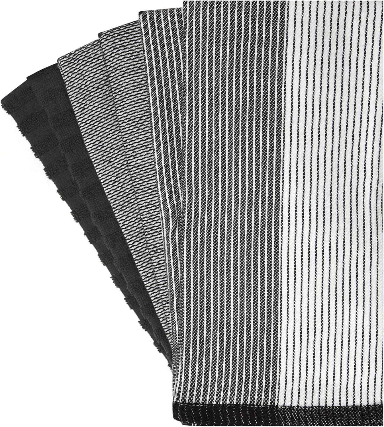 Premium Kitchen Towels 6 Pack 100% Cotton, 20"x28" Dish Towels - Black | Large Flat & Terry Kitchen Linen Set with